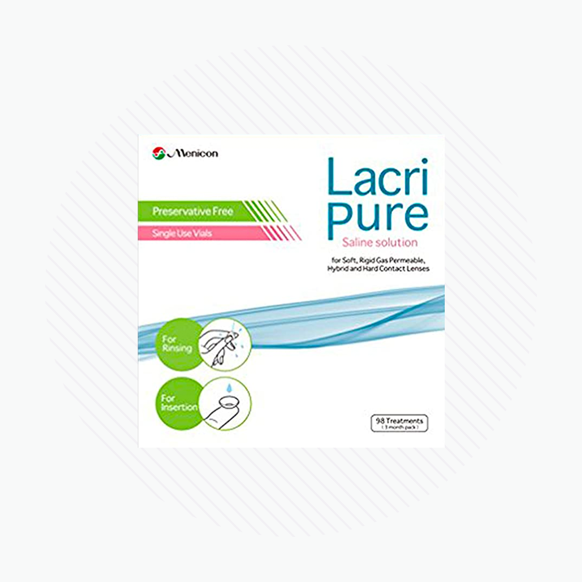 Menicon Lacripure Sterile Saline Solution - 98 Vials for Scleral Lenses