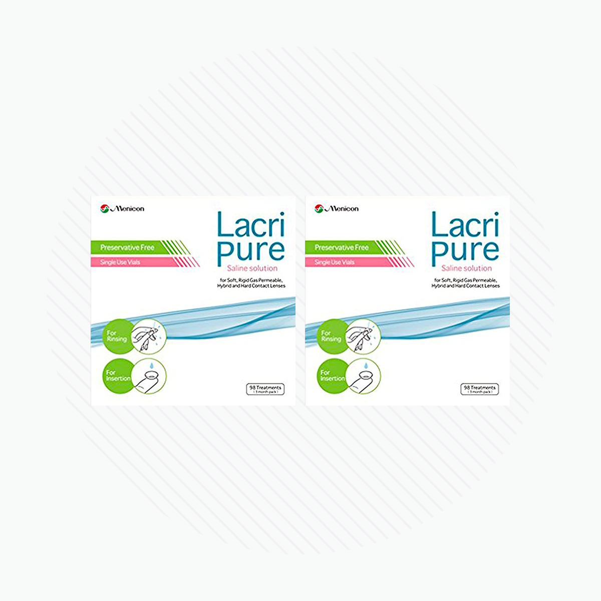 2-Pack of Menicon Lacripure Sterile Saline Solution - (98 Vials x 2) Scleral Lenses