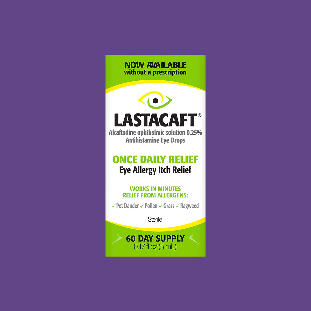 Lastacaft Once Daily Eye Allergy Itch Relief Drops (5mL 60 Day Bottle)