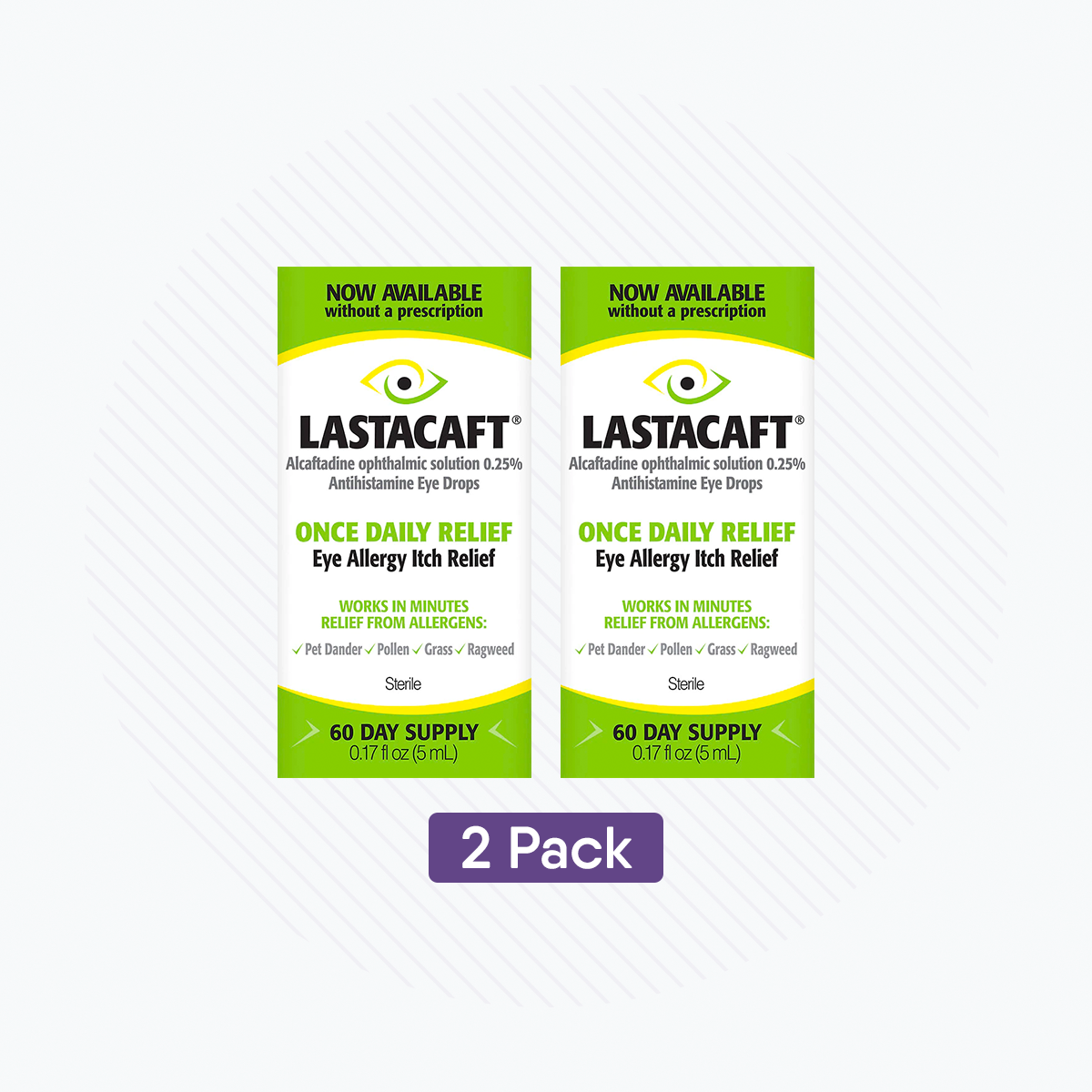 Lastacaft Once Daily Eye Allergy Itch Relief Drops (Twin Pack 2x5mL 120 Day Bottle)