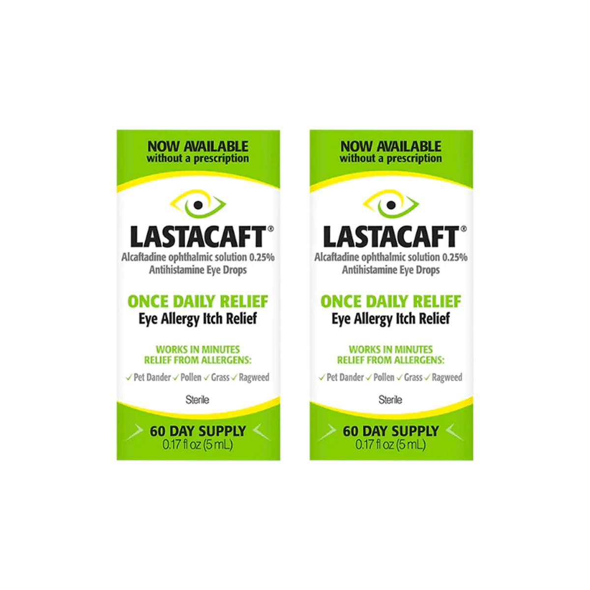 Lastacaft Once Daily Eye Allergy Itch Relief Drops (2 x 5mL Bottles) 2 - Pack - Dryeye Rescue