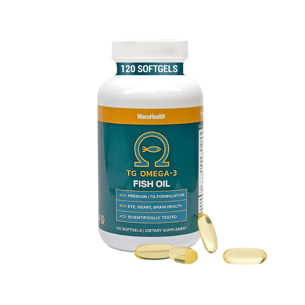 MacuHealth Omega 3 Fish Oil for support for dry eyes - 1100mg of Omega 3, 120 Softgels - Dryeye Rescue