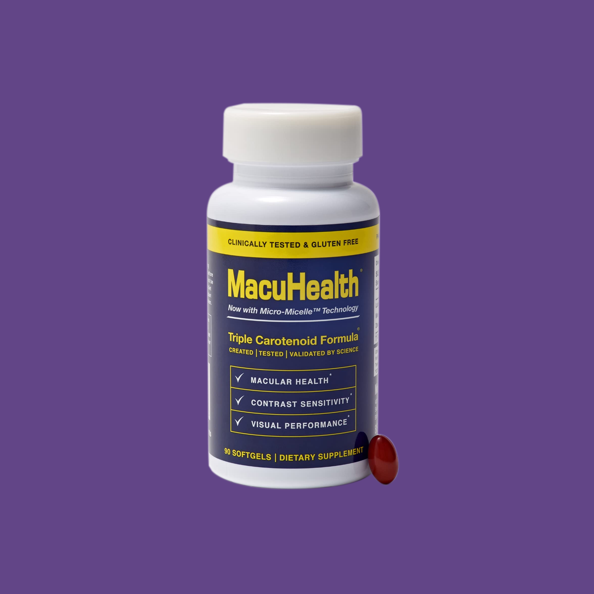 MacuHealth Triple Carotenoid Formula for Adults - Eye Vitamins for AMD and Dry Eyes (90 Softgels, 3 Month Supply)