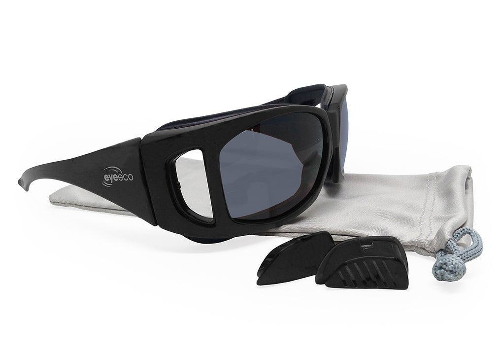 EyeEco Large Moisture Release Eyewear- (Matte Black with Gray Lens) - Dryeye Rescue