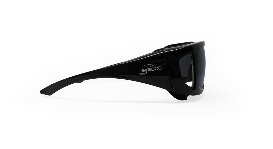 EyeEco Large Moisture Release Eyewear- (Shiny Black with Gray Lens) - Dryeye Rescue