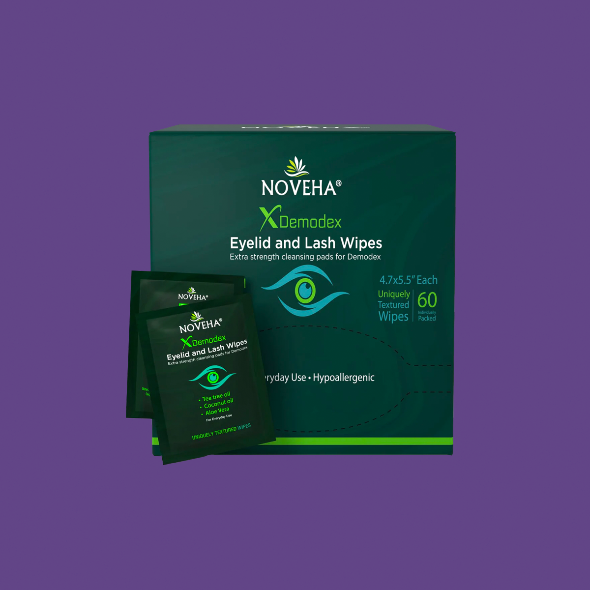 Noveha Anti-Demodex Eyelid & Lash Wipes (60ct)