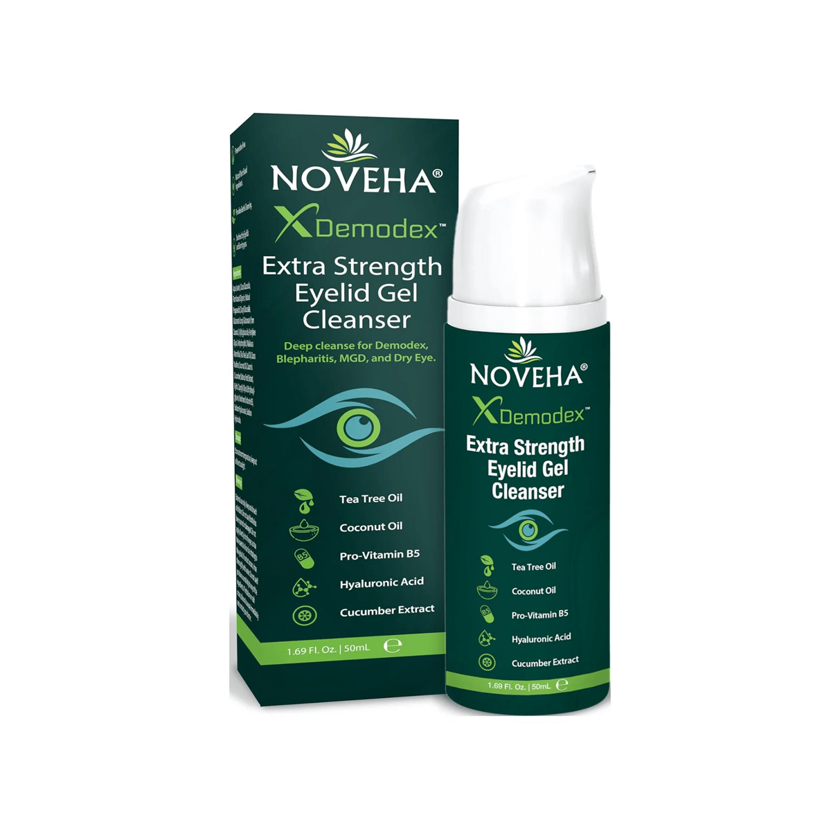 Noveha Demodex Extra Strength Gel Cleanser for Blepharitis, MGD and Dry Eyes (50mL) - Dryeye Rescue
