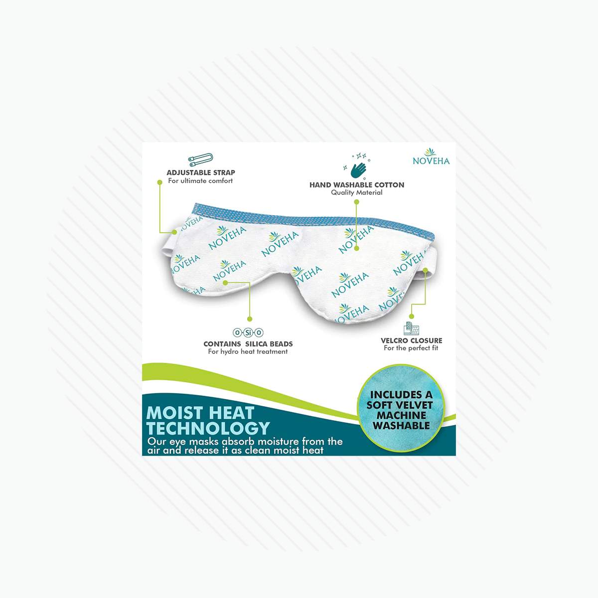 Noveha Dry Eye Mask with Washable Cover, Microwavable (Dual-Eye)