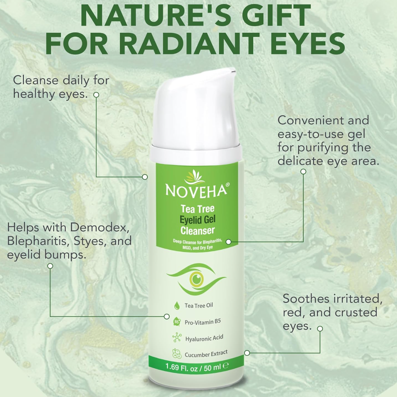 Noveha Tea Tree Oil Foaming Cleanser for Eyelids (100mL)