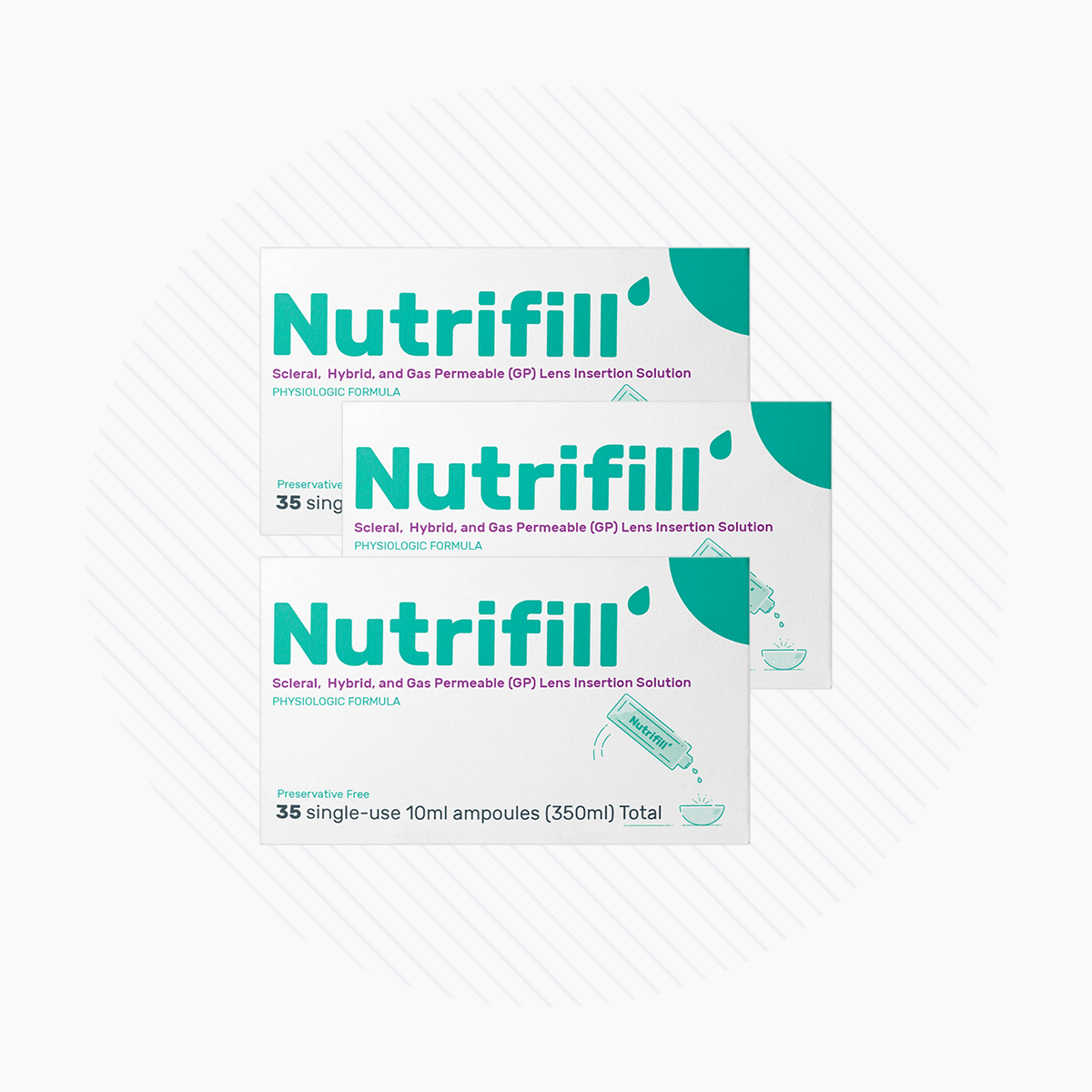 Nutrifill Preservative Free Scleral, Hybrid, and Gas Permeable (GP) Lens Insertion Solution (3-Pack of 35 Vials)