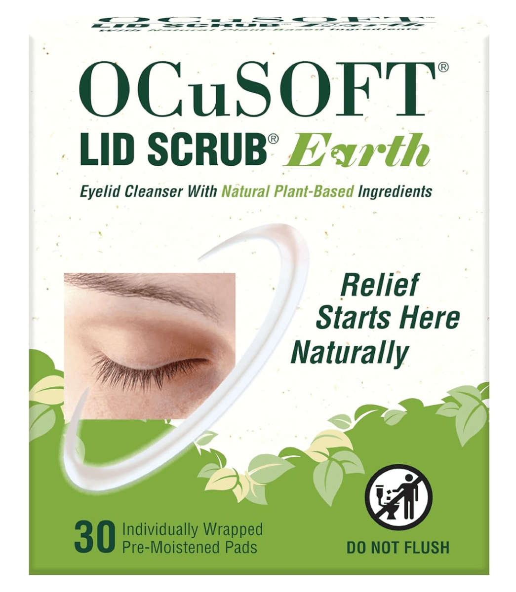 OCuSOFT Lid Scrub Earth Eyelid Cleanser, Natural Plant Based (30ct) - Dryeye Rescue