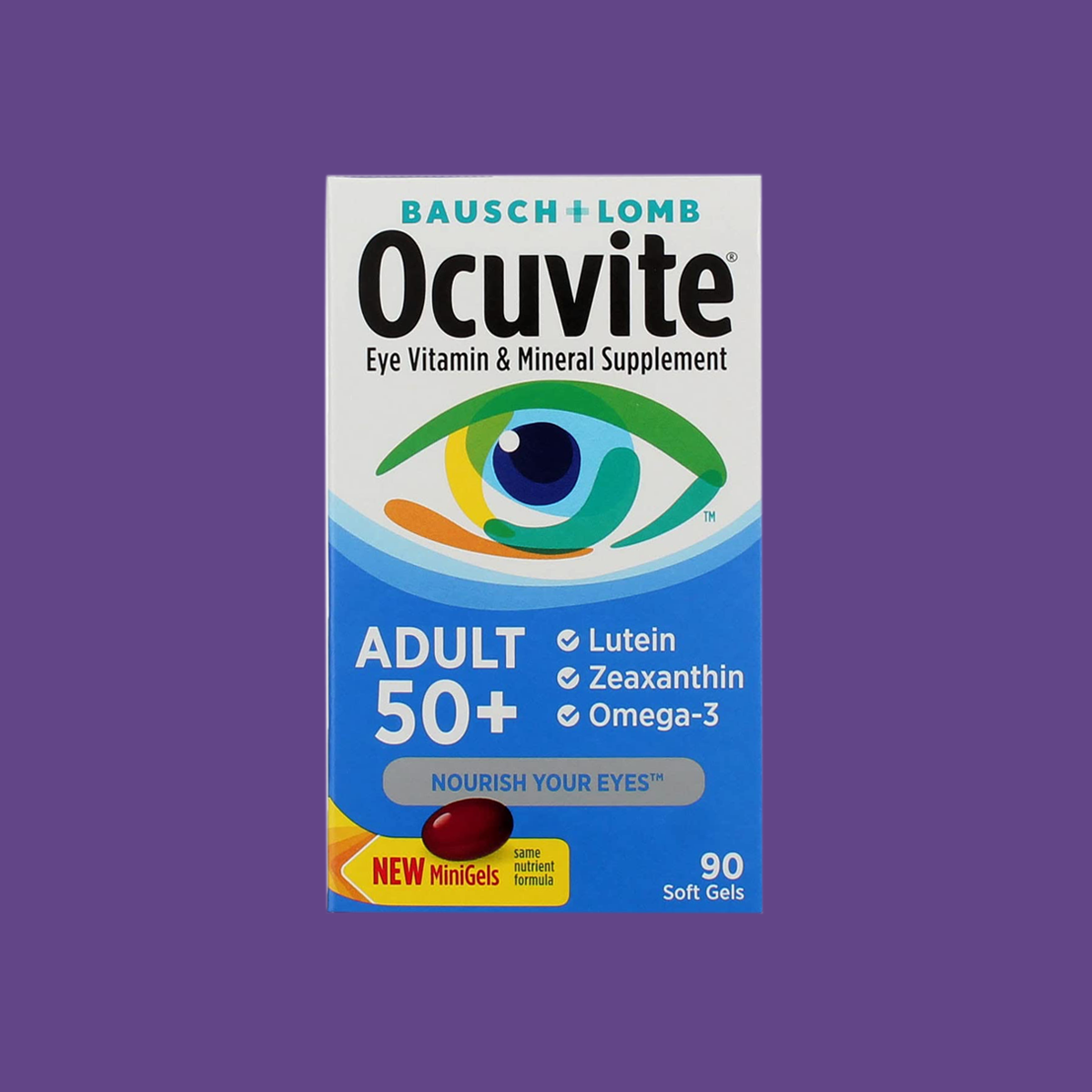 Ocuvite Eye Vitamin & Mineral Supplement, Contains Zinc, Vitamins C, E, Omega 3, Lutein, & Zeaxanthin, 90 Softgels