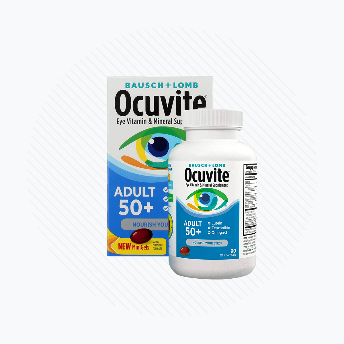 Ocuvite Eye Vitamin & Mineral Supplement, Contains Zinc, Vitamins C, E, Omega 3, Lutein, & Zeaxanthin, 90 Softgels