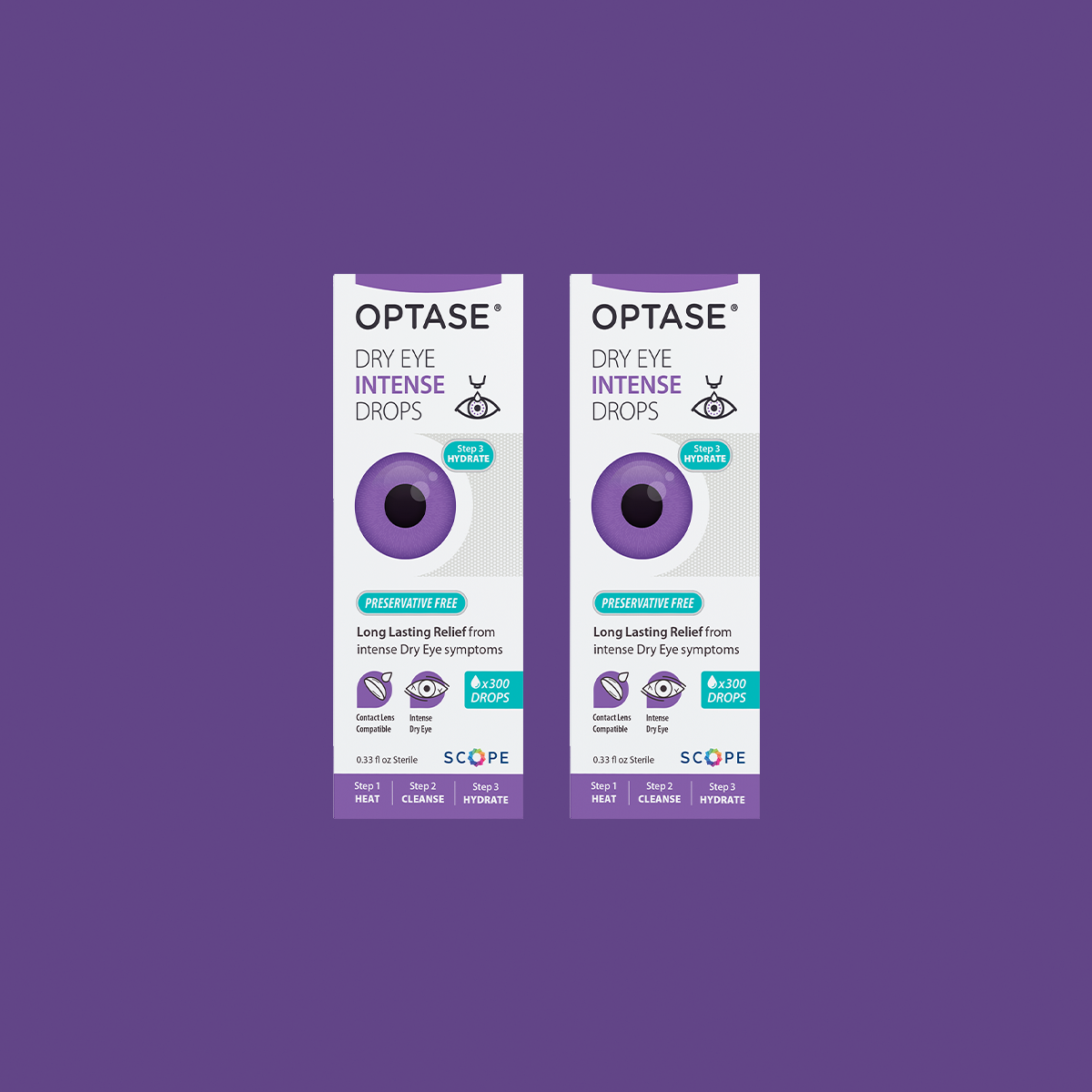 Optase Dry Eye Intense Preservative Free Eye Drops 2-Pack (600+ drops)