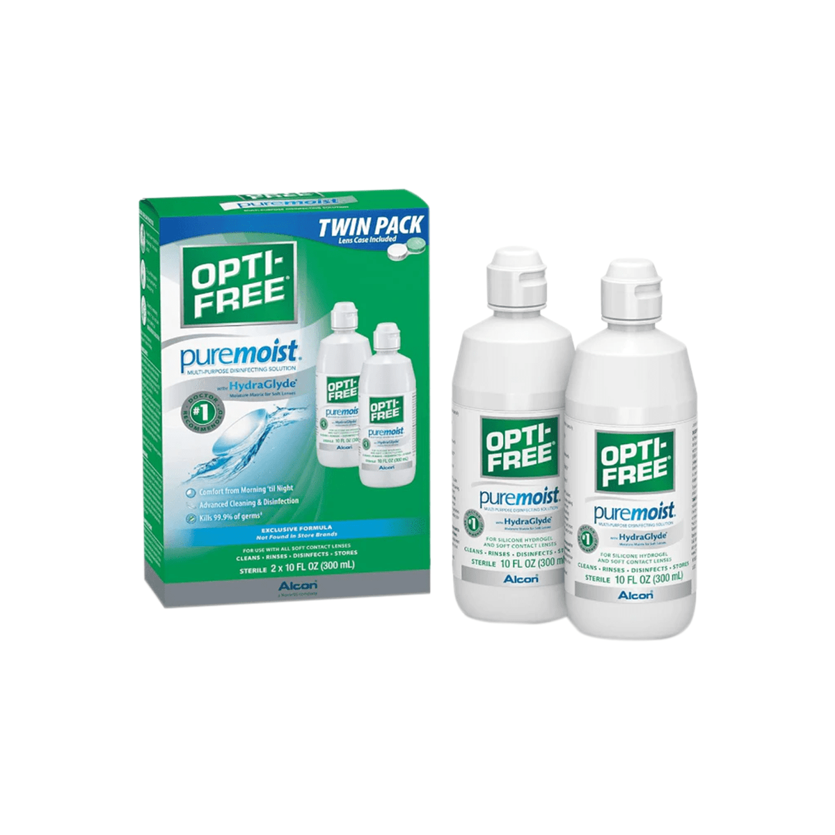 Opti - Free Puremoist Multi - Purpose Disinfecting Solution with Lens Case, 20 Fl Oz (pack of 2) - Dryeye Rescue