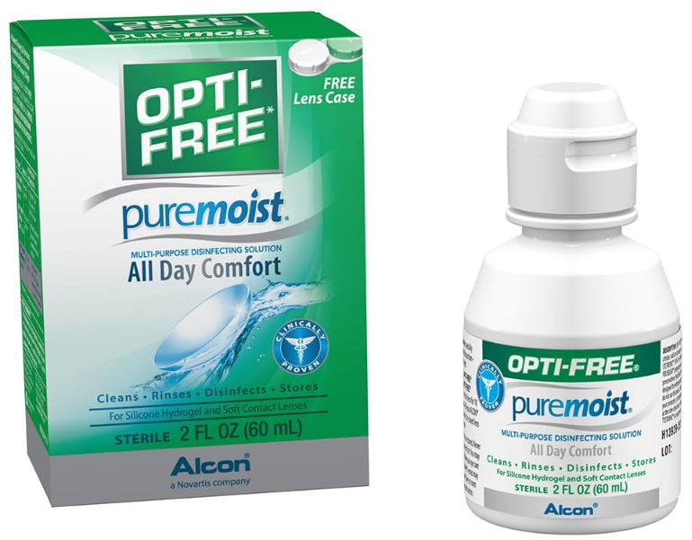 Opti-Free with Pure Moist Disinfecting Contact Lens Solution with Case Travel Size (2oz)