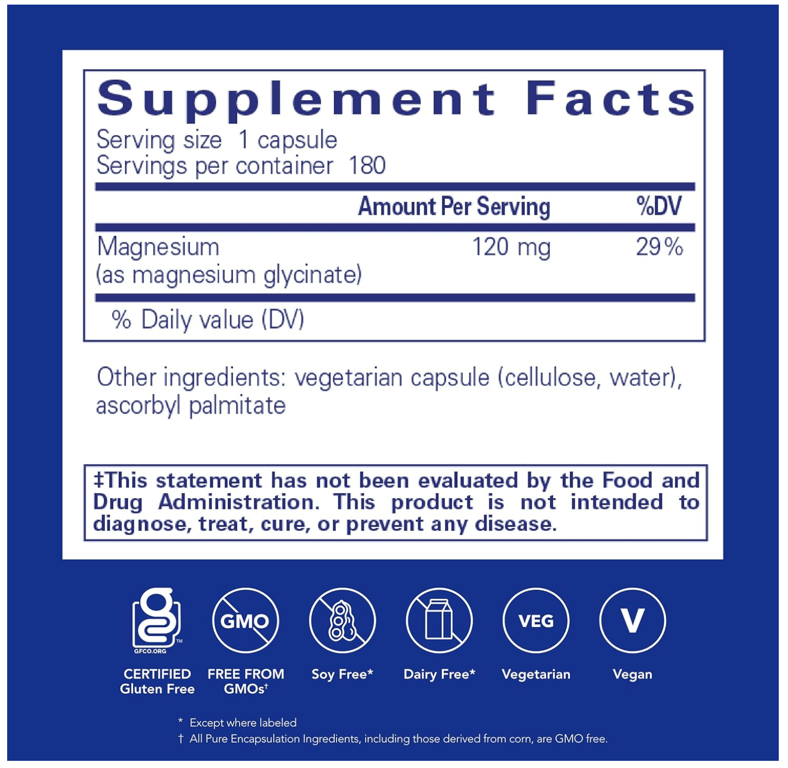 Pure Encapsulations Magnesium (Glycinate) 180ct (2 - 6 month supply) - Dryeye Rescue