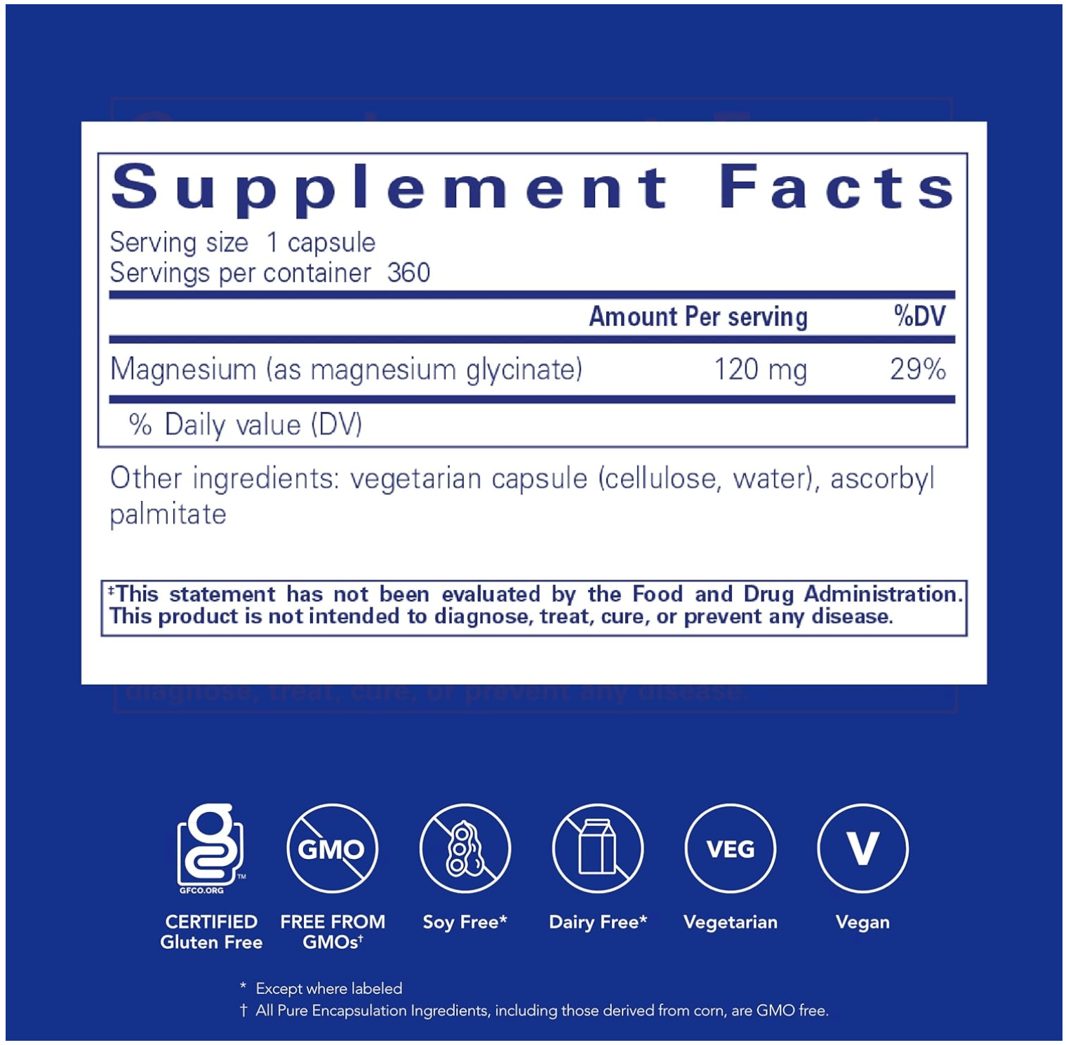 Pure Encapsulations Magnesium (Glycinate) 360ct (4 - 12 month supply) - Dryeye Rescue