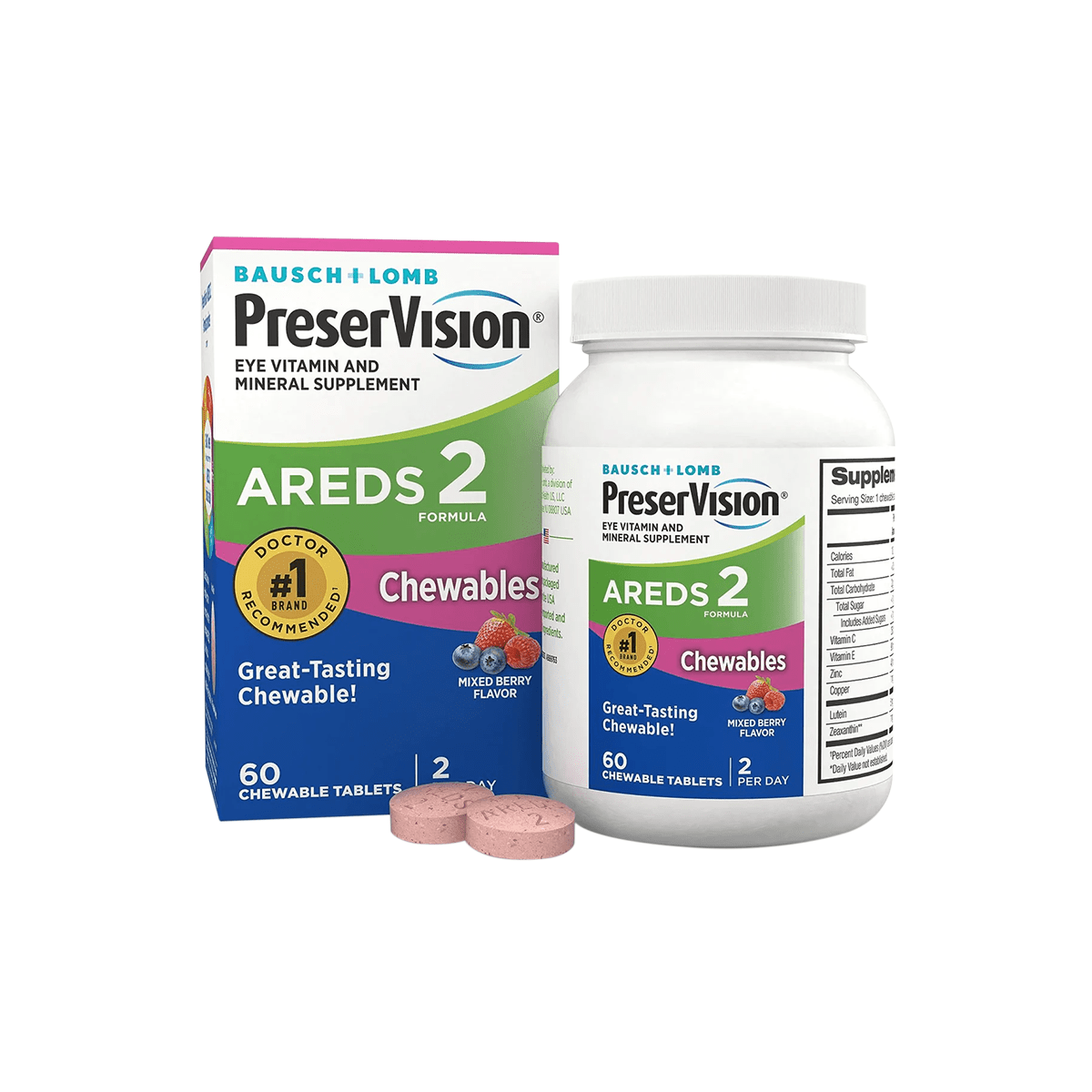 PreserVision AREDS 2 Chewable Eye Vitamin & Mineral Supplement (60 Tablets) - Dryeye Rescue