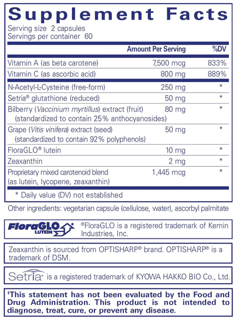 Pure Encapsulations Macular Support Antioxidant Formula (120 ct.) 2 Month Supply - Dryeye Rescue