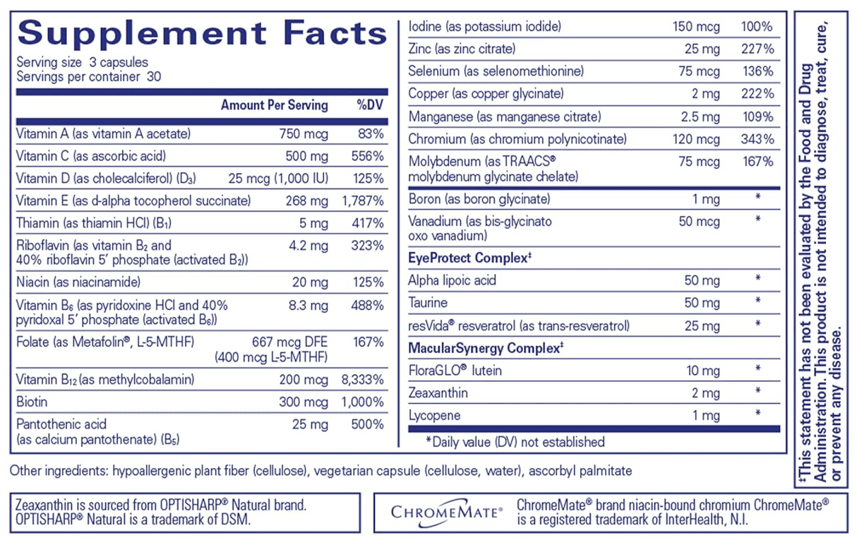 Pure Encapsulations VisionPro Nutrients, Multivitamin for Maintaining Healthy Vision (90 ct.) - Dryeye Rescue