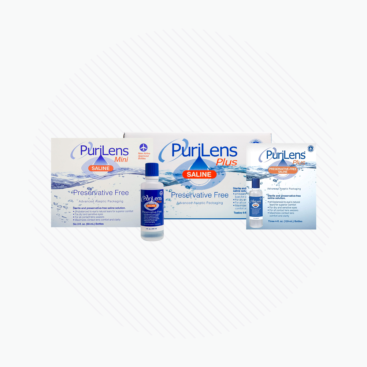 PuriLens Plus Preservative Free Saline (Multiple Sizes and Packs)