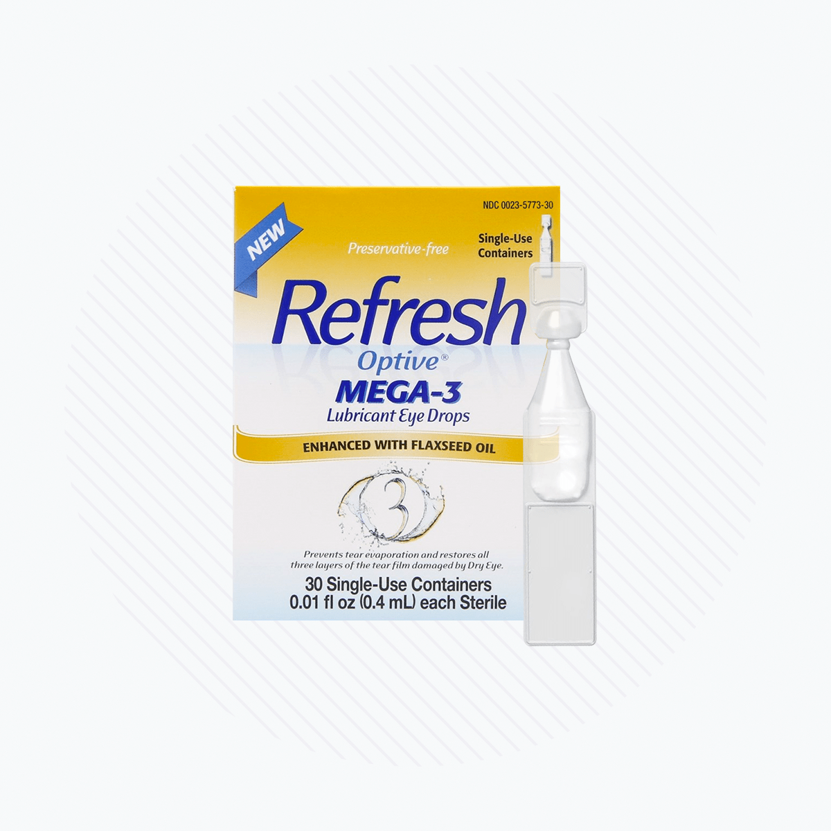 Refresh Optive MEGA - 3 Lubricant Eye Drops Preservative - Free Artificial Tears (0.4 mL), 30 Single - Use Container Vials - Dryeye Rescue