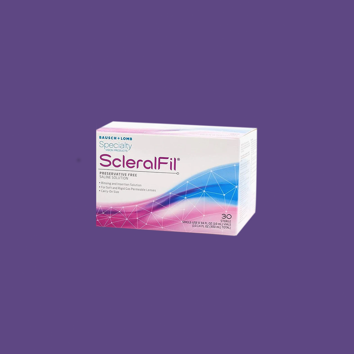 ScleralFil Preservative Free Saline Solution for Scleral, Soft, & Rigid Gas Permeable Lenses, Buffered Solution, Single-Use Vials, 0.34 Fl Oz (Pack of 30)