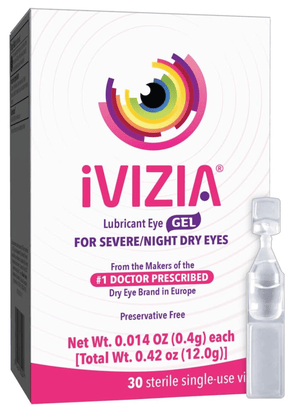 iVIZIA Lubricant Eye Gel for Severe and Nighttime Eye Relief, Preservative - Free, 30 Sterile Single - Use Vials - Dryeye Rescue