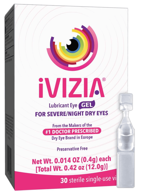 iVIZIA Lubricant Eye Gel for Severe and Nighttime Eye Relief, Preservative - Free, 30 Sterile Single - Use Vials - Dryeye Rescue