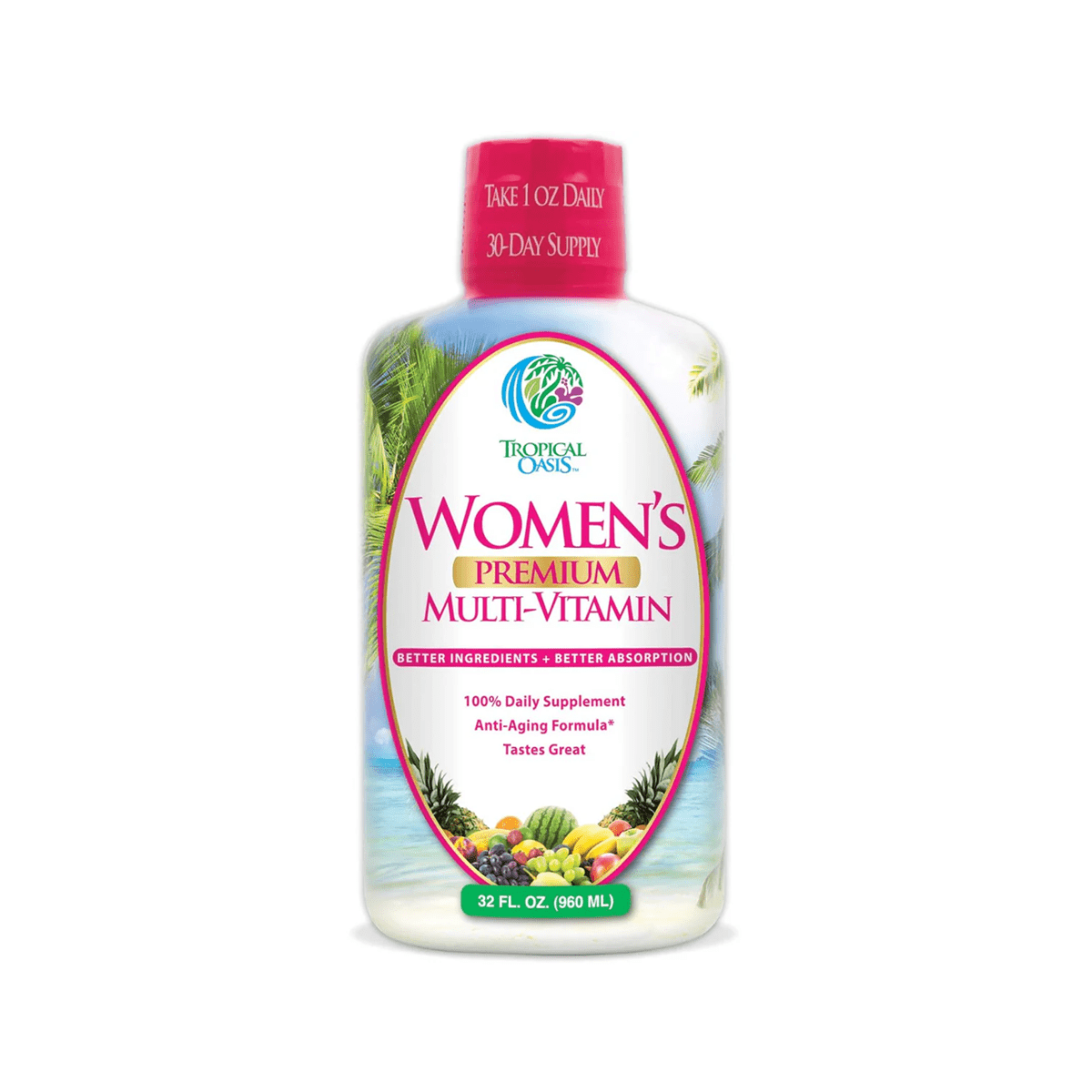 Tropical Oasis Women's Premium Multi - Vitamin Liquid Supplement (32oz.) - Dryeye Rescue