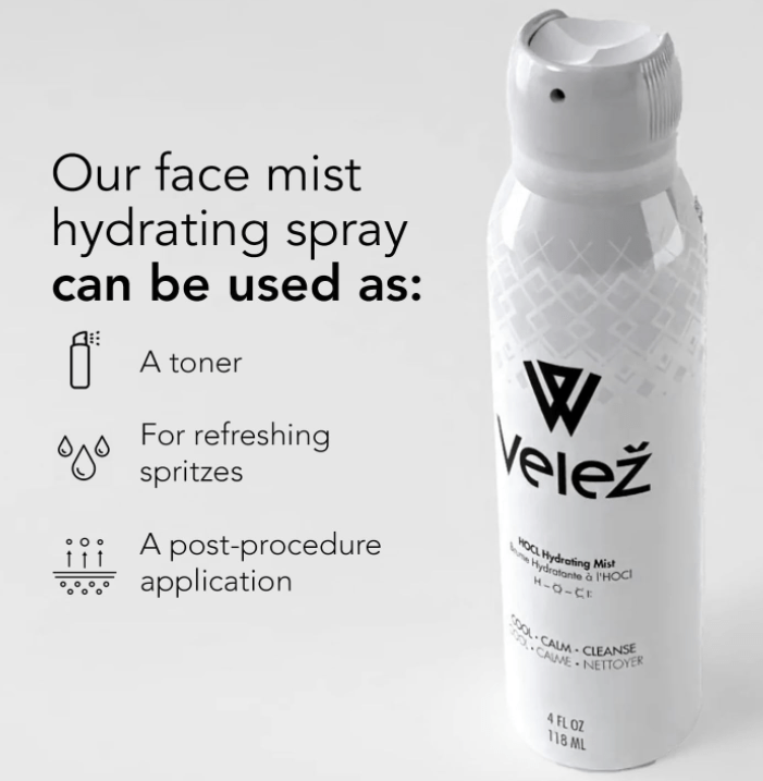 Velez Hypochlorous (HOCL) Hydrating Mist for Face and Eyelids (4 oz / 120mL) - Dryeye Rescue