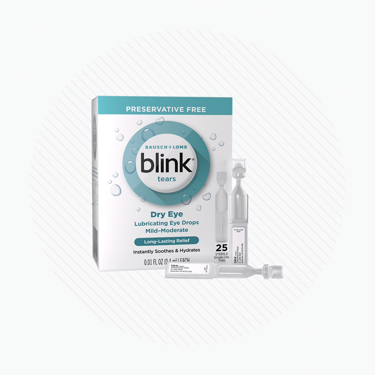 Blink Tears Preservative Free Lubricating Eye Drops (25 Count) - Dryeye Rescue