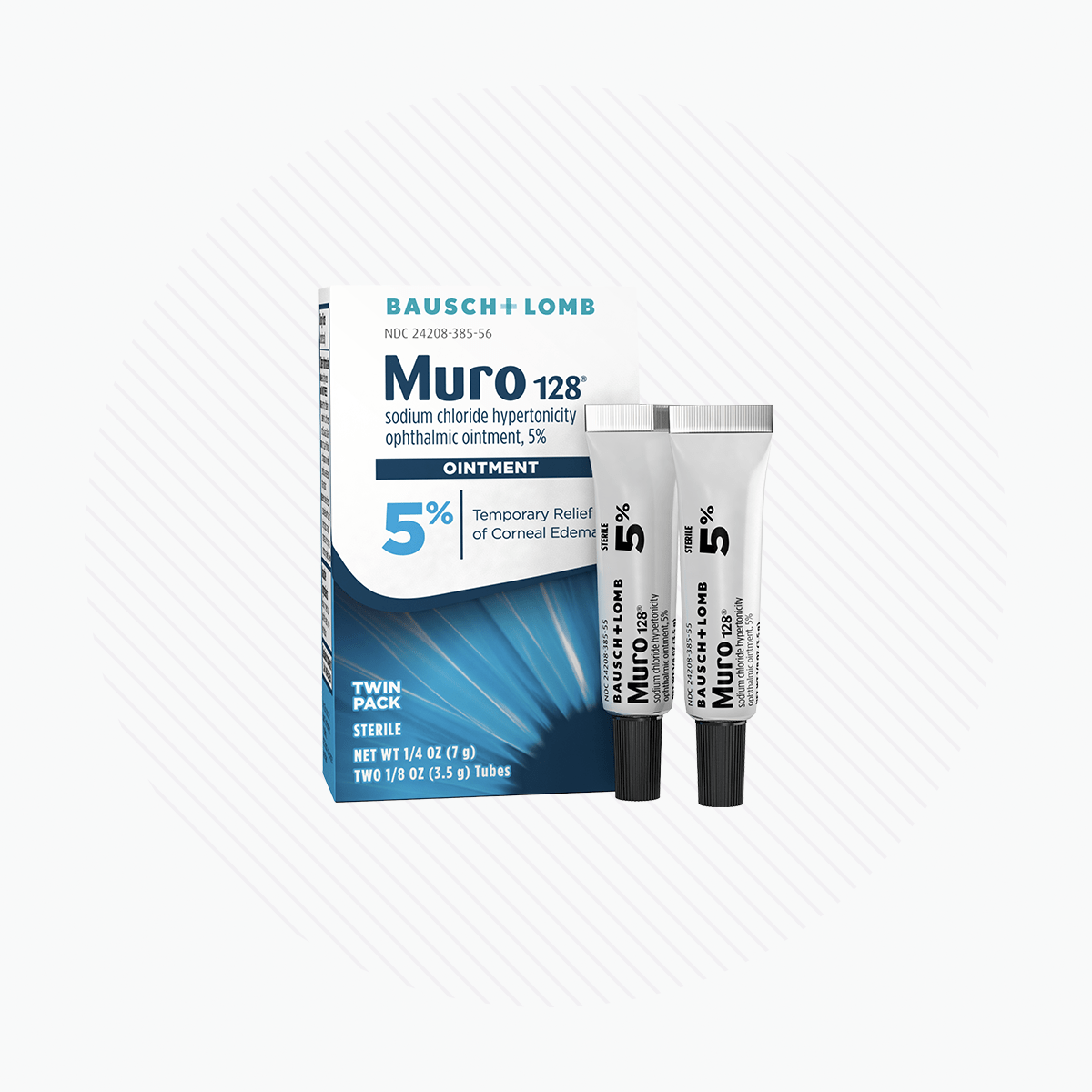 Muro 128 Sodium Chloride Ointment Twin Pack, Temporary Relief for Corneal Edema, 5% Ointment, 1/8 Fl Oz (3.5 g) Twin Pack - Dryeye Rescue