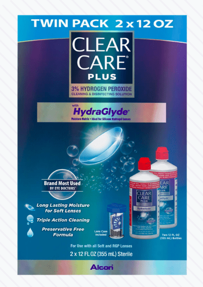 Clear Care Plus Cleaning Solution with Lens Case, Twin Pack, Multi, 12 Oz, Pack of 2 - Dryeye Rescue