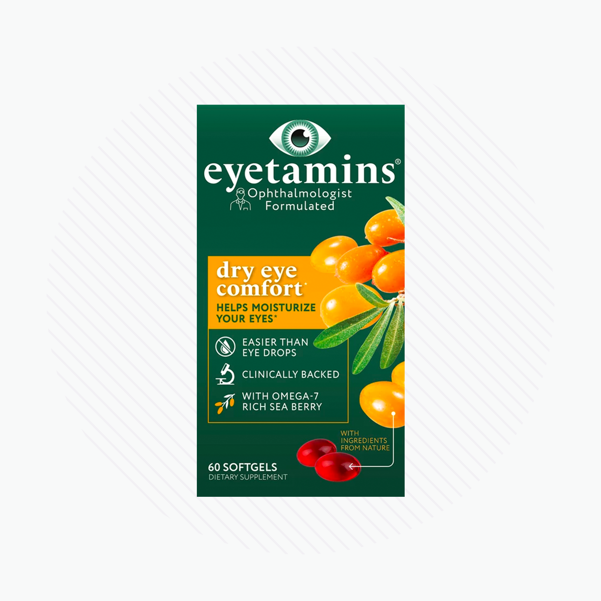 Eyetamins Dry Eye Comfort: Natural Supplements for Dry Eyes 60ct Eyetamins