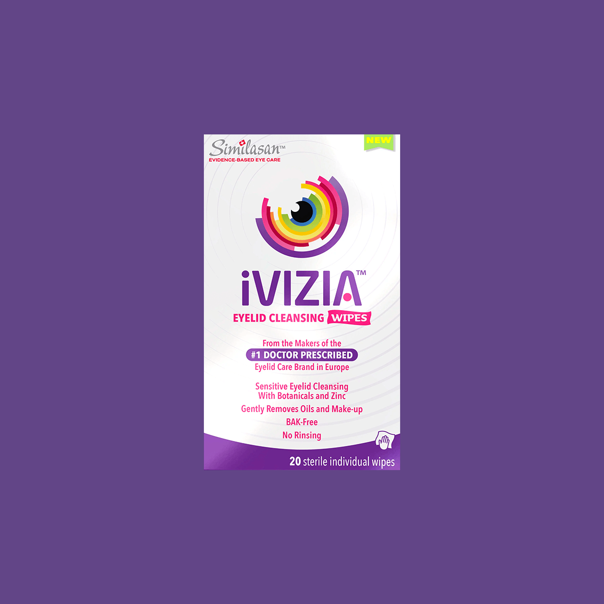 iVIZIA Eyelid Cleansing Wipes, Preservative-Free, Micellar, No Rinse, Gentle Eye Makeup Remover, 20ct - DryEye Rescue Store