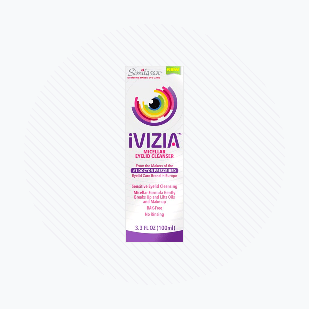 iVIZIA Micellar Eyelid Cleanser, Preservative-Free, Rinse-Free, Gently Removes Makeup, 3.3fl oz Bottle - DryEye Rescue Store