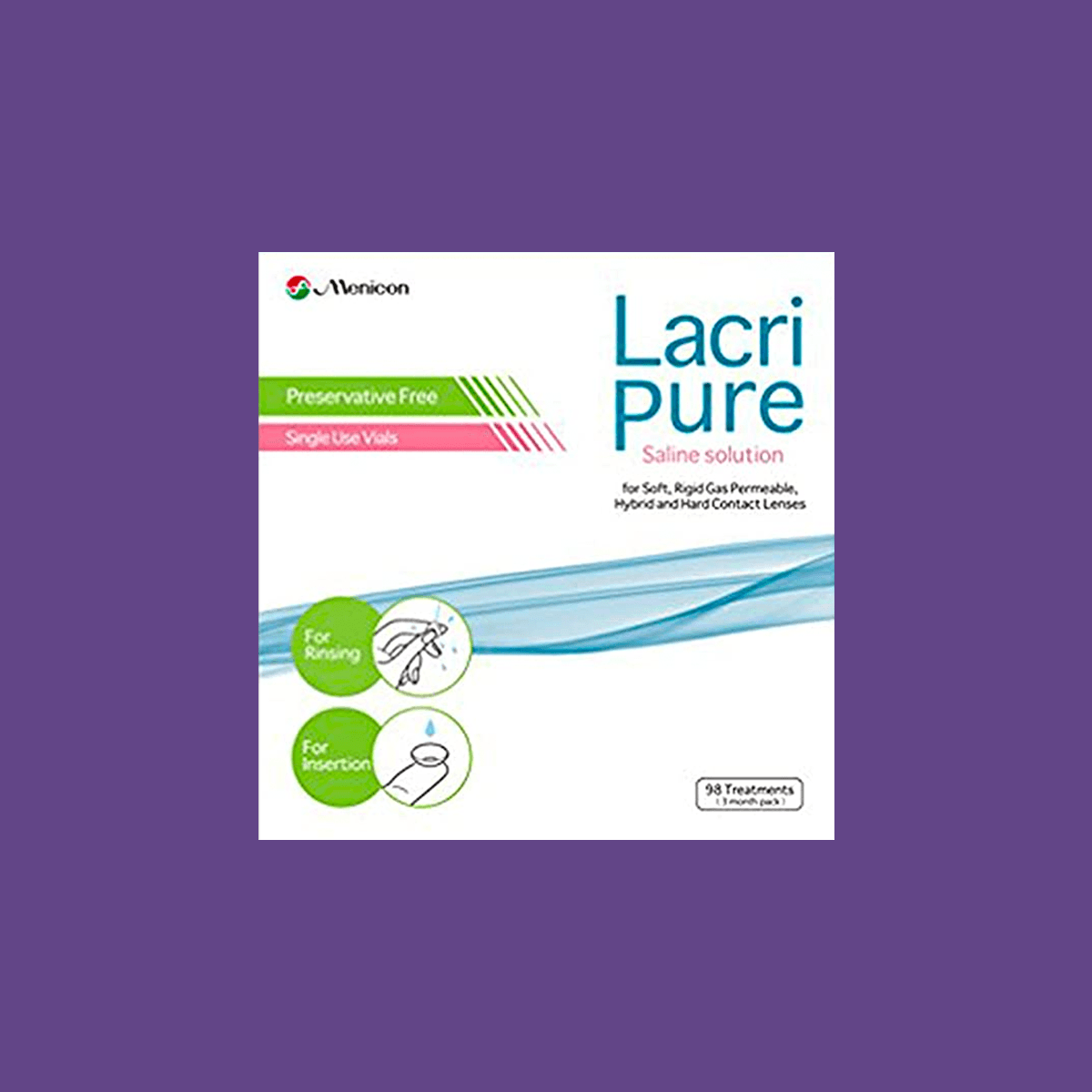 Menicon Lacripure Sterile Saline Solution - 98 Vials for Scleral Lenses - DryEye Rescue Store