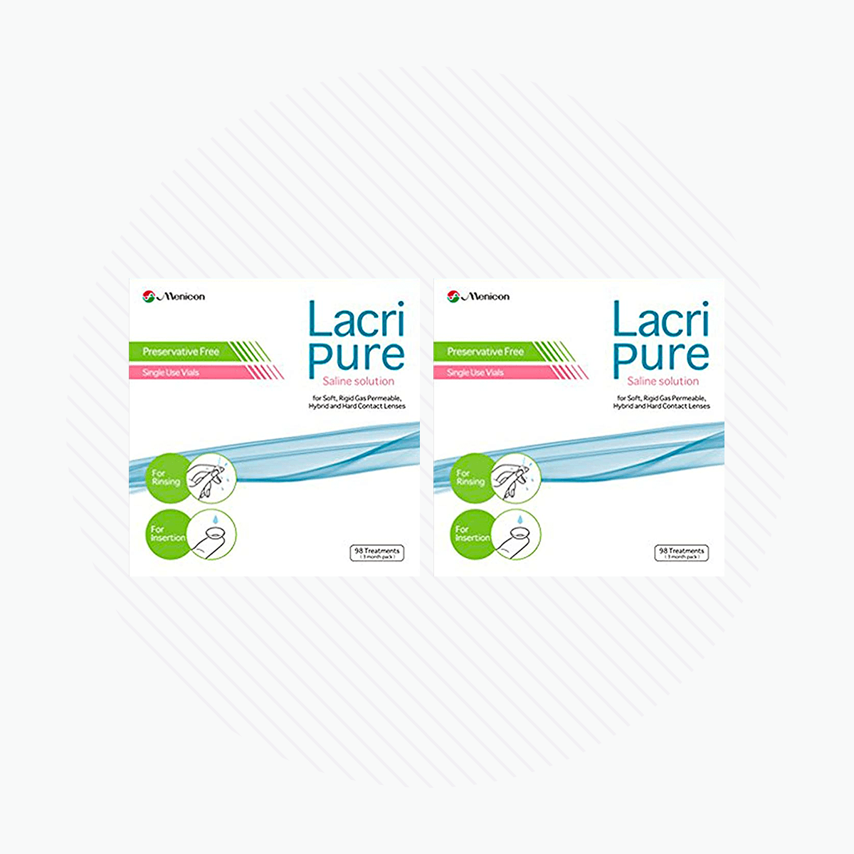 2-Pack of Menicon Lacripure Sterile Saline Solution - (98 Vials x 2) Scleral Lenses - DryEye Rescue Store