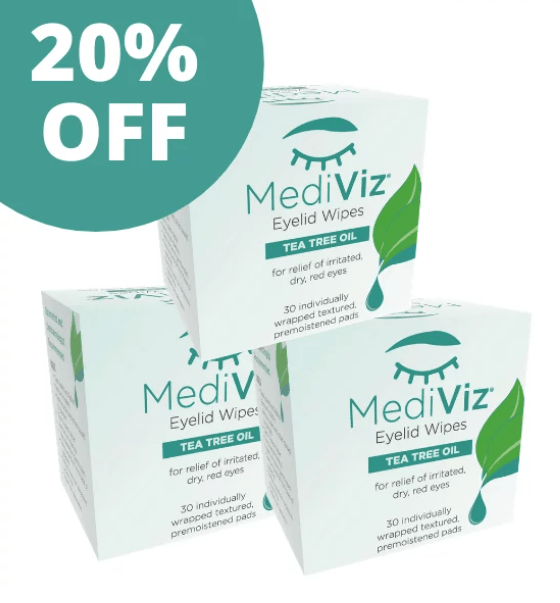 MediViz Tea Tree Eyelid Wipes 3-Pack of Eyelid Cleansing Wipes (3 x 30 wipes) - DryEye Rescue Store