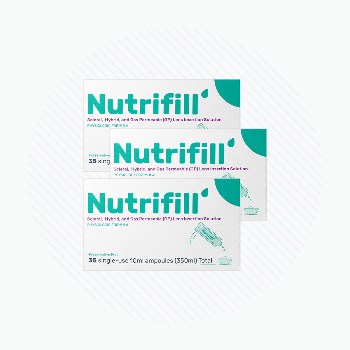 Nutrifill Preservative Free Scleral, Hybrid, and Gas Permeable (GP) Lens Insertion Solution (3-Pack of 35 Vials) - Dryeye Rescue