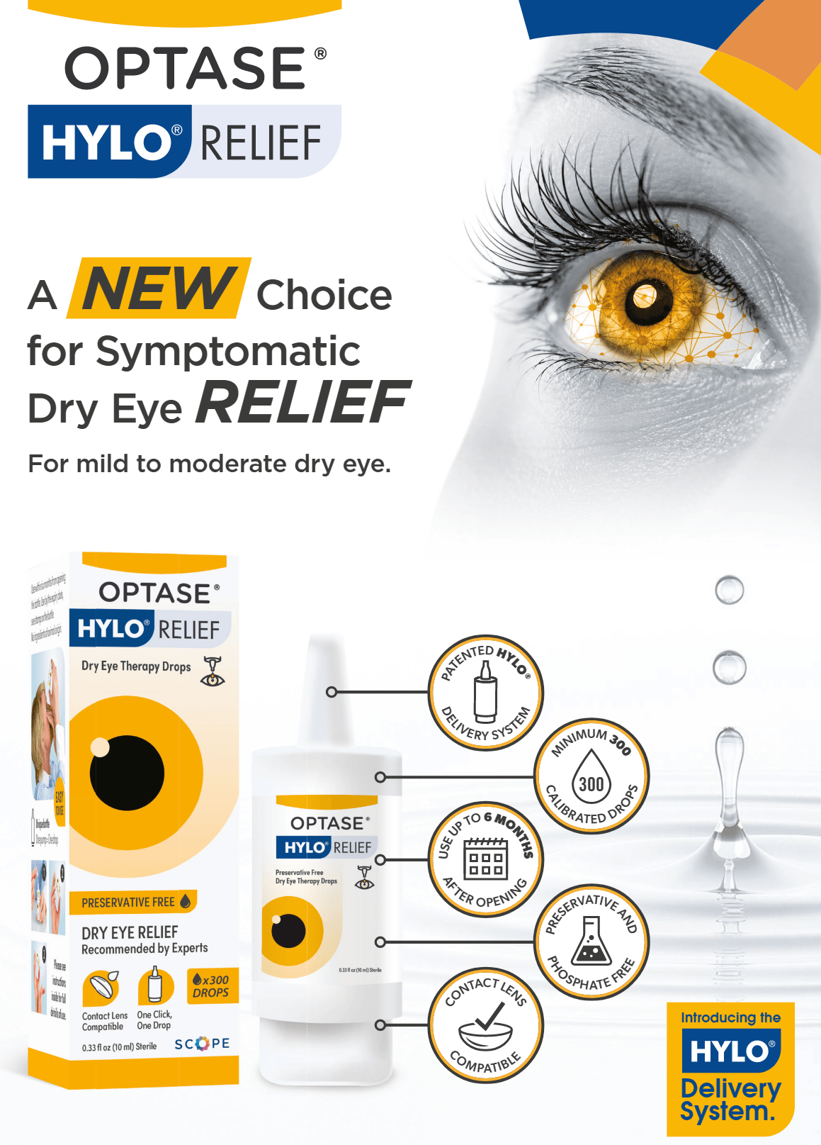 Optase Hylo Relief Dry Eye Preservative-Free Therapy Drops (300 Drops) - DryEye Rescue Store