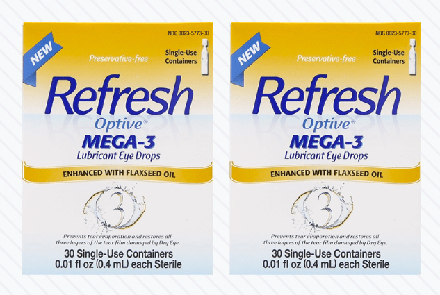 Refresh Optive Lubricant Eye Drops, Mega-3 - (2 x 30 pack) 60ct Pack - Dryeye Rescue
