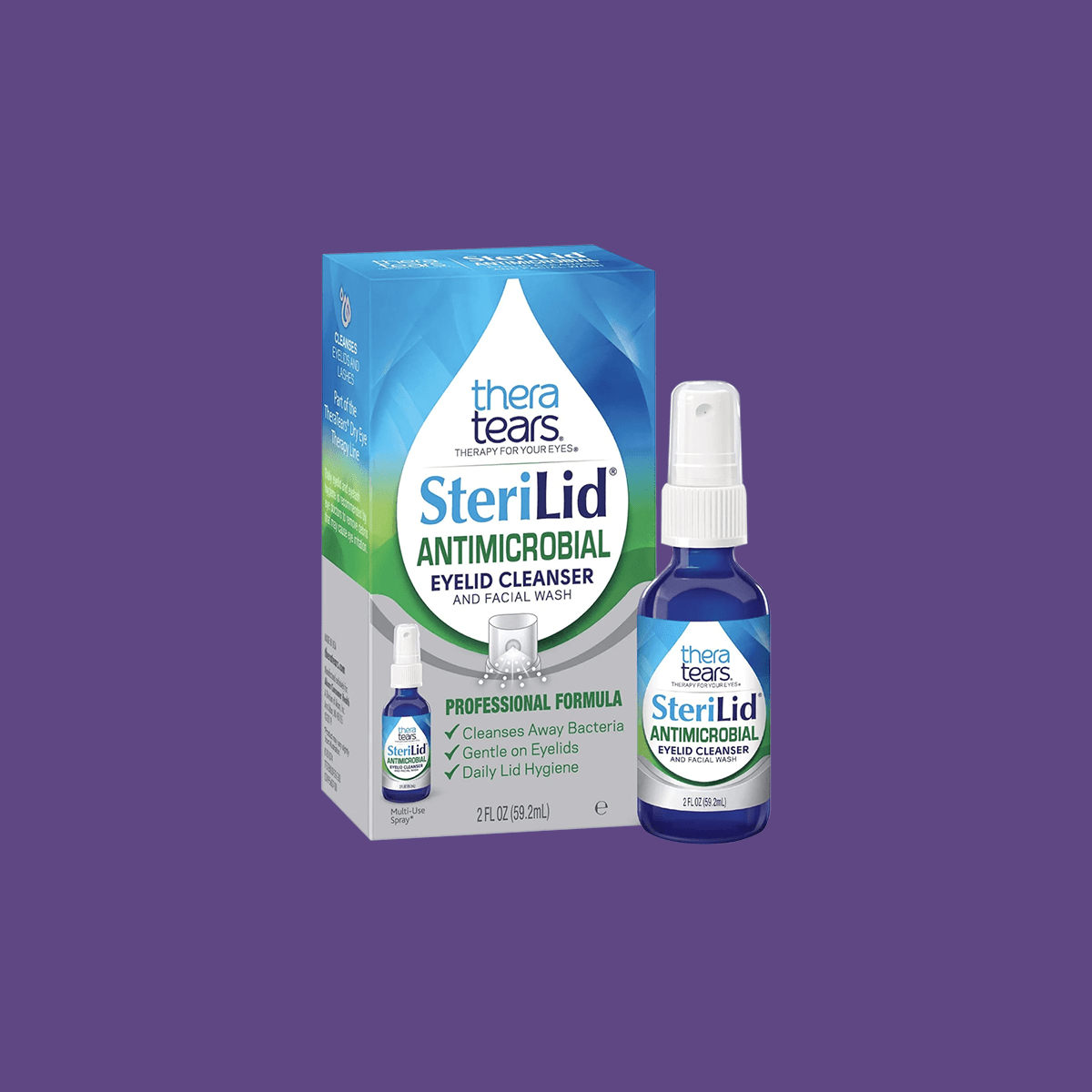 TheraTears SteriLid Eyelid Cleanser and Face Wash, for irritated eyes, (2 fl oz Spray) - Dryeye Rescue